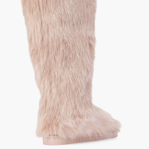 SHOEDAZZLE FAUX FUR KNEE HI BOOT 1" HEEL 16" SHAFT DBL PADDED SOLE PULL-ON - Picture 2 of 5